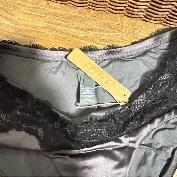 SKIMS Black Satin Bikini Set - Picture 9 of 12